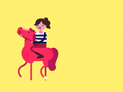 Me, myself and Sudan 2d animation equitation flat girl happy horse illustration motion pink rider yellow