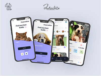 Pawradise adoption animal design dog mobile pet ui