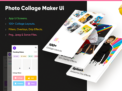 Photo Collage Maker App UI app appdesign application branding des design designer graphic design illustration ui ux