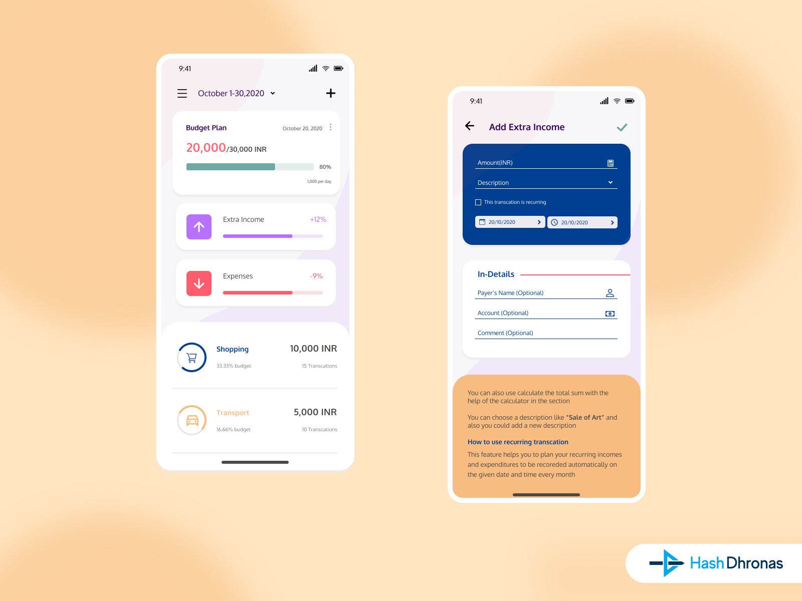 Budgety - Mobile Application by Hash Dhronas on Dribbble