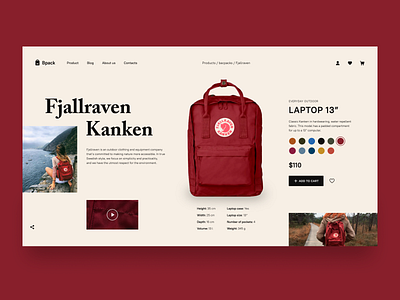 Backpack Fjallraven Kanken backpack clean dailyui design interface kanken minimal minimalist ui uidesign ux uxdesign webdesign