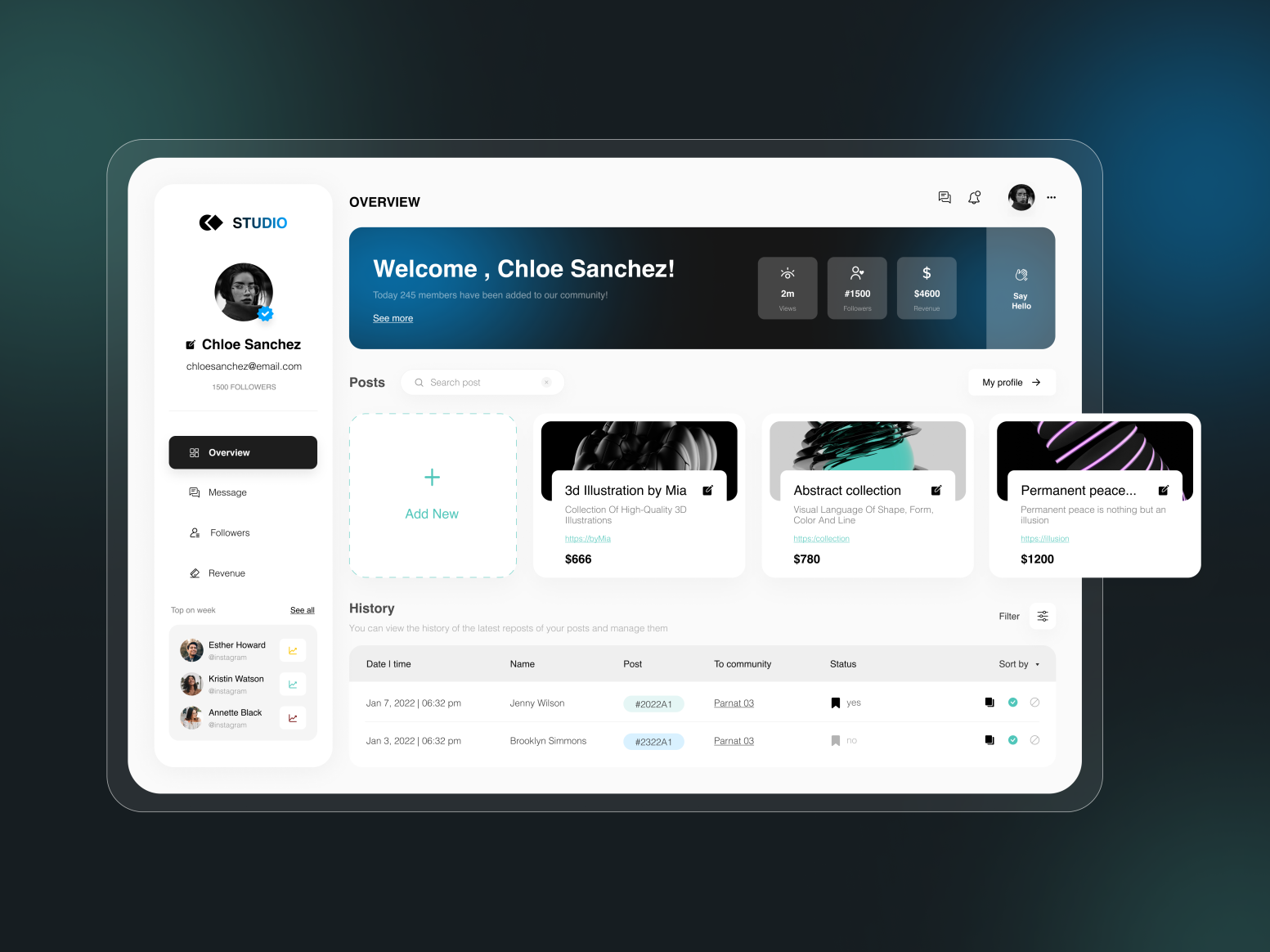 Customer dashboard by Eva Shtern on Dribbble