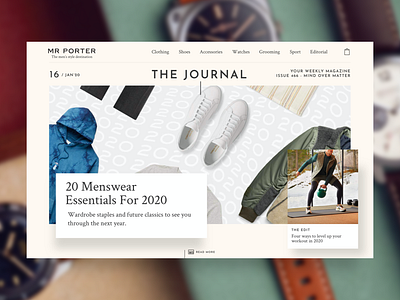 Mr. Porter — Welcome art direction design fashion landing page mockup premium ui ux web design website