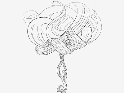Hair tree philosophy - sample n°2 (Work in progress) drawing hair illustration tree