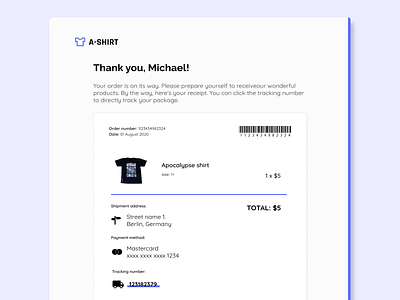 Email receipt DailyUI #017 - part 1 daily ui dailyui email receipt