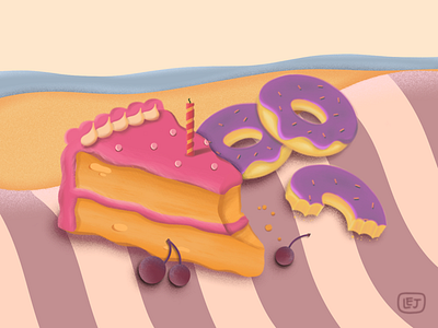 desserts by the ocean ✨⛱ art cake illustration procreate