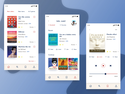 Book reader app audio book book reader app books ebook mobile app mobile design online library reading app