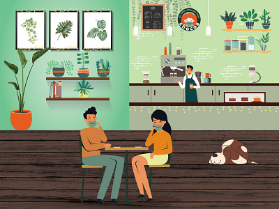 Illustration for Chocoa coffee shop coffee shop cozy design illustraion illustration art illustrator plant sweet vector