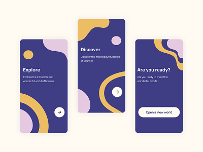 Onboarding Screens Design app audiobook book colorful design experimental illustration mobile app onboarding onboarding design screens ui uiux ux welcome welcome screens