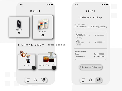 Cafe Mobile App cafeapp coffee coffeeshop design kozi mobileappconcept mobilecafeapp ui
