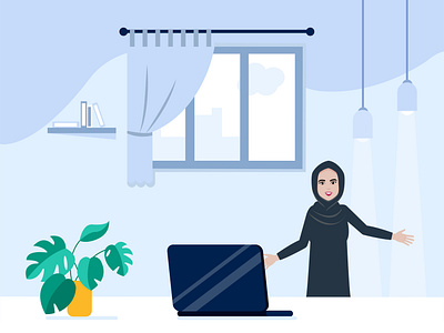 illustration saudi women at office