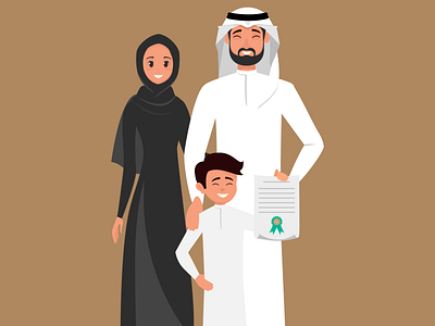 success boy with his parent's art branding character design digital art illustration illustrations illustrator logo saudi ui vector