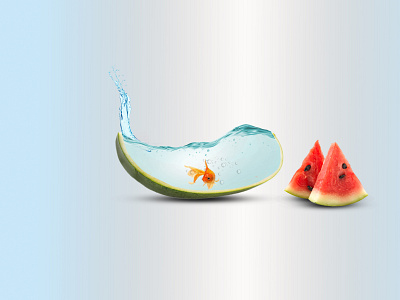 Aquarium made out of watermelon fish photomanipulation photoshop watermelon
