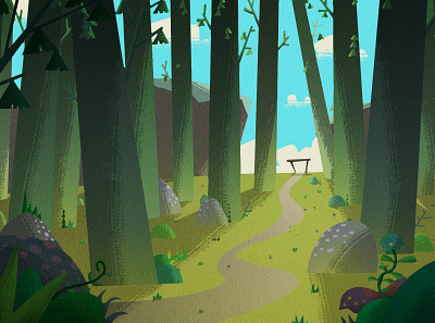 Hi Dribbblers! animation background environment forest illustration illustrations mood morning morningmood path