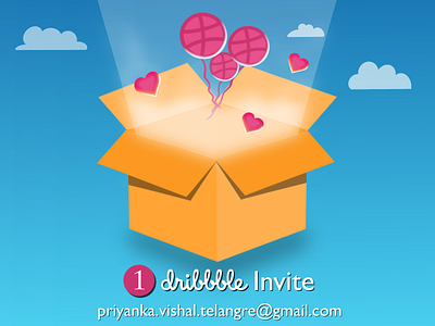 One Dribbble Invite 3d balloon box dribbble giveaway dribbble invite dribbble invites gift giveway heart invite