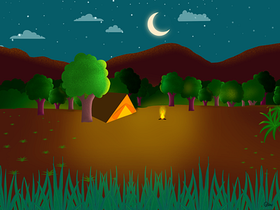 Tent design illustration painting paintings tent