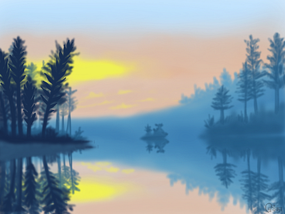 Sunrise illustration painting paintings