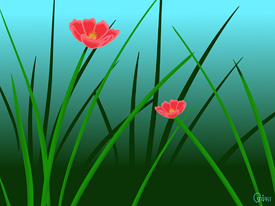 Flowers plant digital art painting