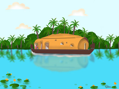 On vacation boat design illustration painting