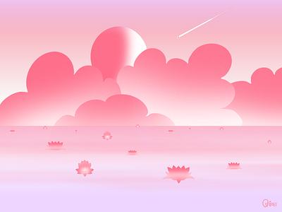 Dream world dream illustration painting pink world