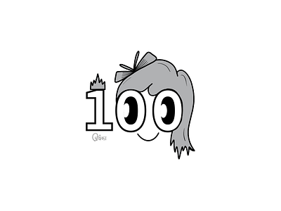 100th post! 100 blackandwhite celebration character character design design illustration vector art
