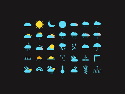 Weather icon pack branding design flatdesign icon icon set icons icons pack illustration sky svg icons vector weather weather icon