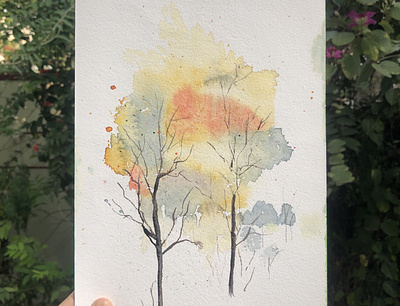 Watercolour autumn tree painting autumn illustration painting watercolordrawing watercolour watercolour painting