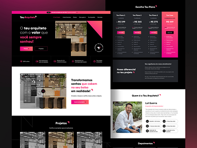 Teu Arquiteto - Website adobe xd architect black design elementor gradient modern pink startup technology ui wordpress