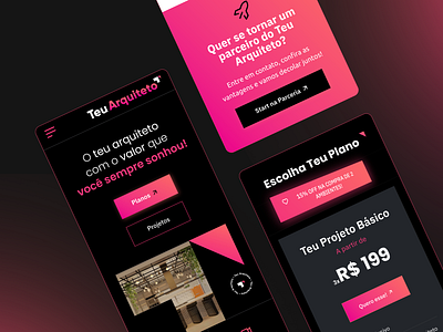 Teu Arquiteto - Website - Mobile adobe xd architect black elementor gradient modern pink startup ui wordpress