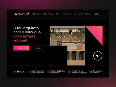 Teu Arquiteto - Website adobe xd architect black design elementor gradient modern pink startup ui wordpress