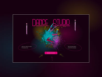 Dance Studio Site Main Screen dance design neon ui webdesign