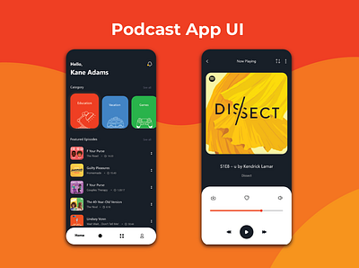 Podcast App UI Design branding design graphic design ui ux