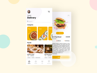 food delivery App concept food food delivery food delivery app homescreen online order yellow