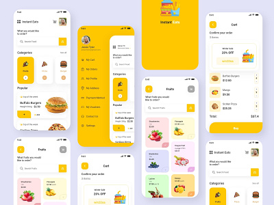 Instant Eats Food Delivery App app branding delivary design food food app instant eats minimal ui ui design ux