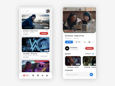 Youtube Redesign Concept app app ui branding design minimal redesign social ui ui design ux videoplayer youtube