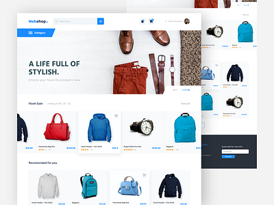 Webshop E-Commerce Website Design Concept branding buy design e commerce ecommerce homepage landingpage minimal product sell ui ui design ux webshop