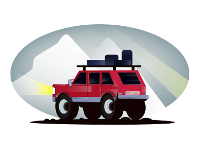 Travel on the car adobe illustrator car color creative design flat illustration mobile tablet illustrations mountain road travel vector