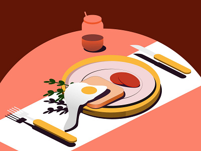 breakfast adobe illustrator bread design favorite flat illustraion illustration isometric isometric design isometric illustration juice