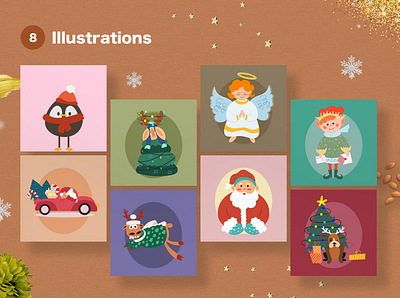 Christmas Illustrations adobe illustrator angel christmas christmas card christmas tree creative deer dog holidays pinguin santaclaus three vector vector illustration