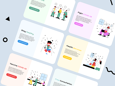 medical banners banners covid19 doctors fight covid flat illustrations graphic design health medical app medical banners medicine nurde stay home vaccine web web app web design web development