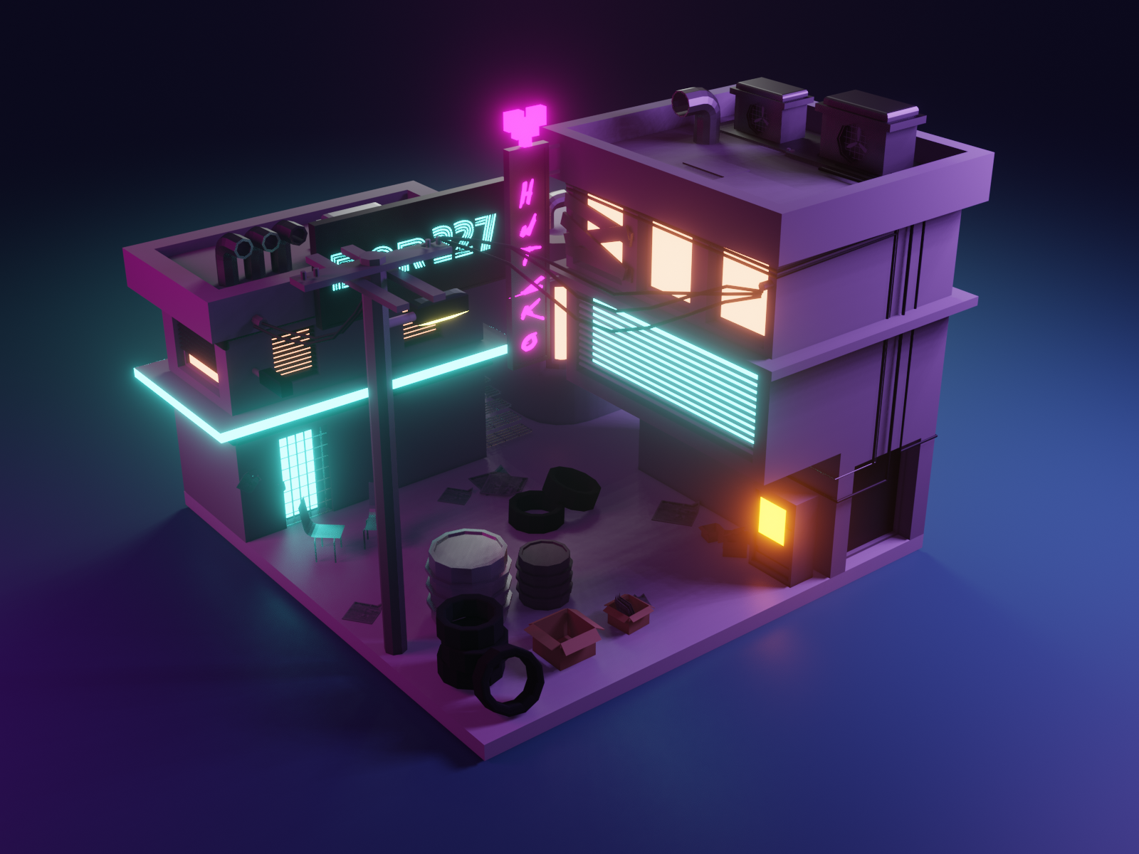 Cyberpunk Low Poly Blender by Bohdana Prozorova on Dribbble