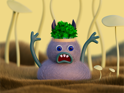 Furry monster in a blender 3dart 3ddesign 3dillustration animation art artillustration3d blender branding c4d character design designcharacters dribbble driibleshoot furry illustration materials monsters render story