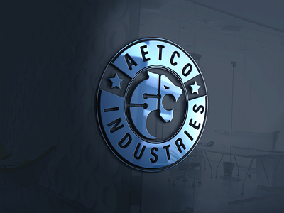 Aetco 3d glass window logo Design