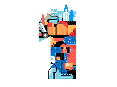 1 1 36daysoftype city delivery figure flat letter number shopfans silhouette type typography