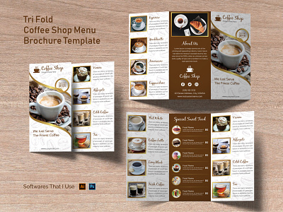 Tri Fold Coffee Shop Menu Brochure Template