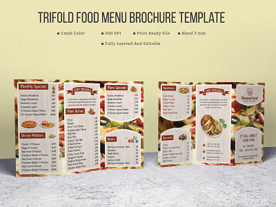 Tri Fold Food Menu Brochure Template