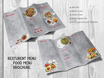 Tri Fold Food  Menu Brochure
