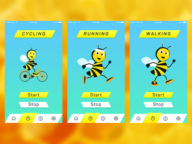 Beevelo App android bee fitness gear icon icon design illustration ios photoshop physical sports yummy