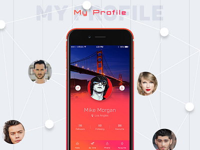 My Profile app design ios music player profile social app social network ui ux viral
