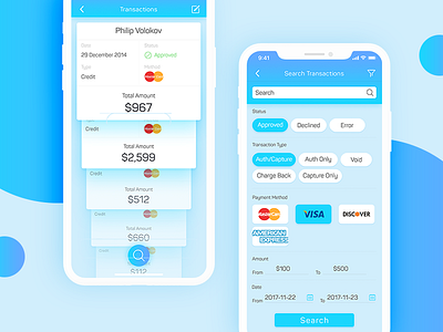 Transaction and search app design bank app finance flint invoice ios11 iphone x payment search screen transaction wallet